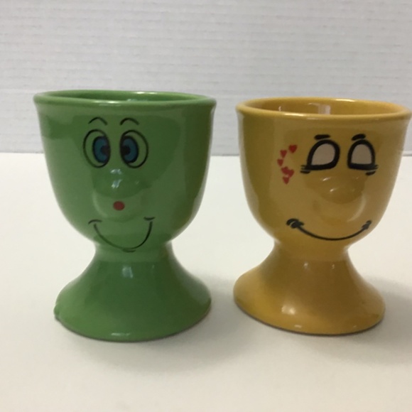 VTG Gryphonware Green & Yellow Comical Face Egg Cup - Picture 2 of 6